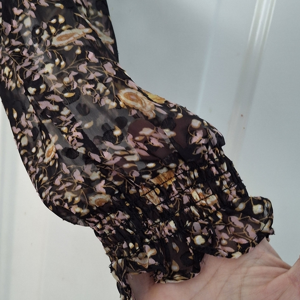 Lulus Meet Me There Black Multi Floral Print Wrap Maxi Dress Medium - Picture 6 of 10